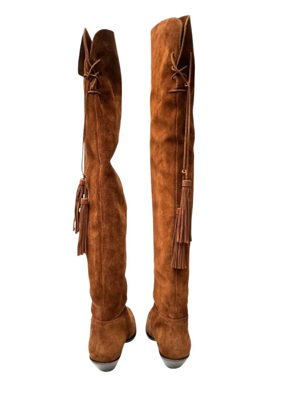 SAINT LAURENT Over The Knee Tassel Suede Boots sz 8.5